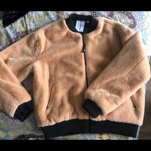 ASOS COLLUSION Unisex Faux Fur Bomber Jacket Tan